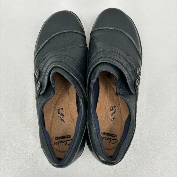 Clarks Collection Fianna Still Loafer Casual Comfort Shoes Blue Leather Size 8.5 - Picture 4 of 8